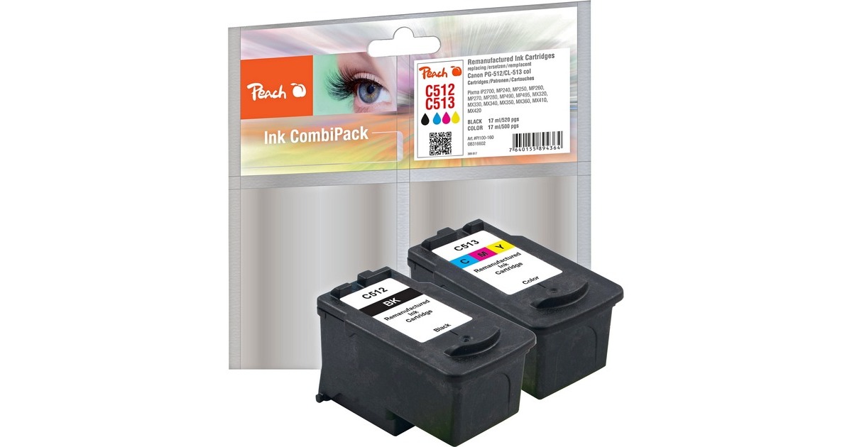 Peach Tinte Spar Pack PI100-160(kompatibel zu Canon PG-512, CL-513)