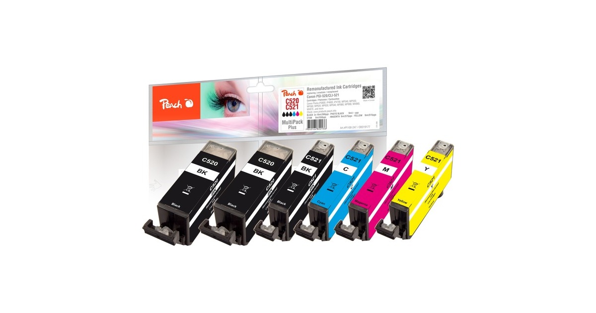 Peach Tinte Spar Pack PI100-247(kompatibel zu Canon PGI-520, CLI-521 (2934B007))