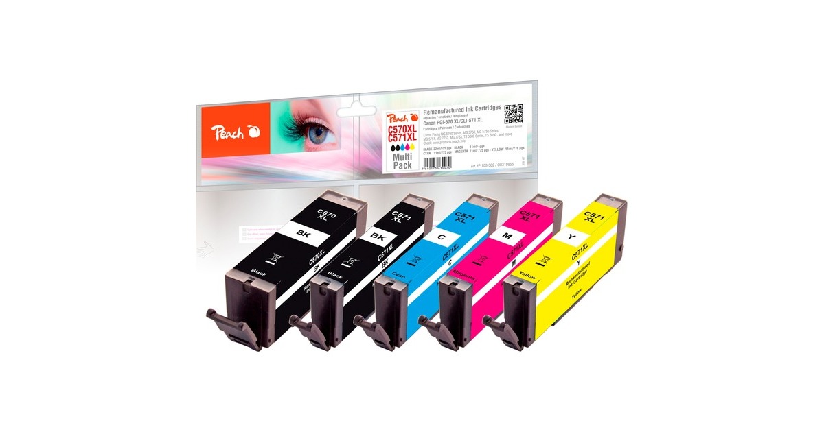 Peach Tinte Spar Pack PI100-302(kompatibel zu Canon PGI-570XL, CLI-571XL)
