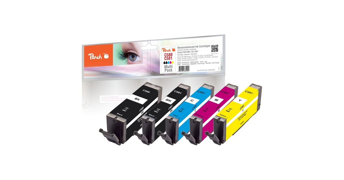 Peach Tinte Spar Pack PI100-356(kompatibel zu Canon PGI-580, CLI-581)