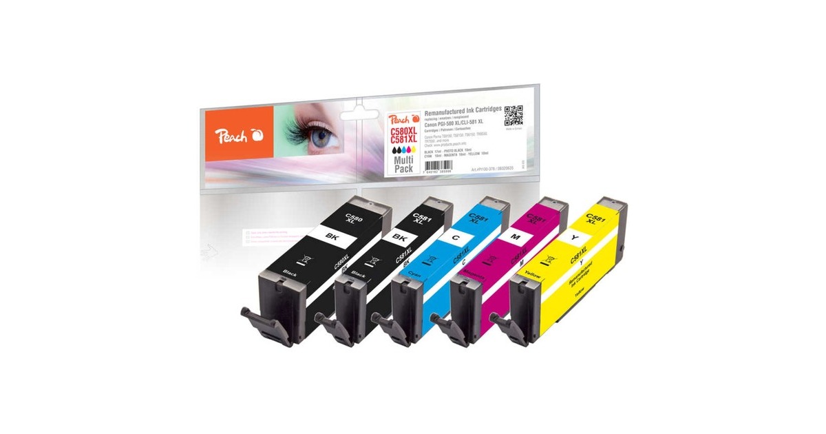 Peach Tinte Spar Pack PI100-378(kompatibel zu Canon PGI-580XL, CLI-581XL)