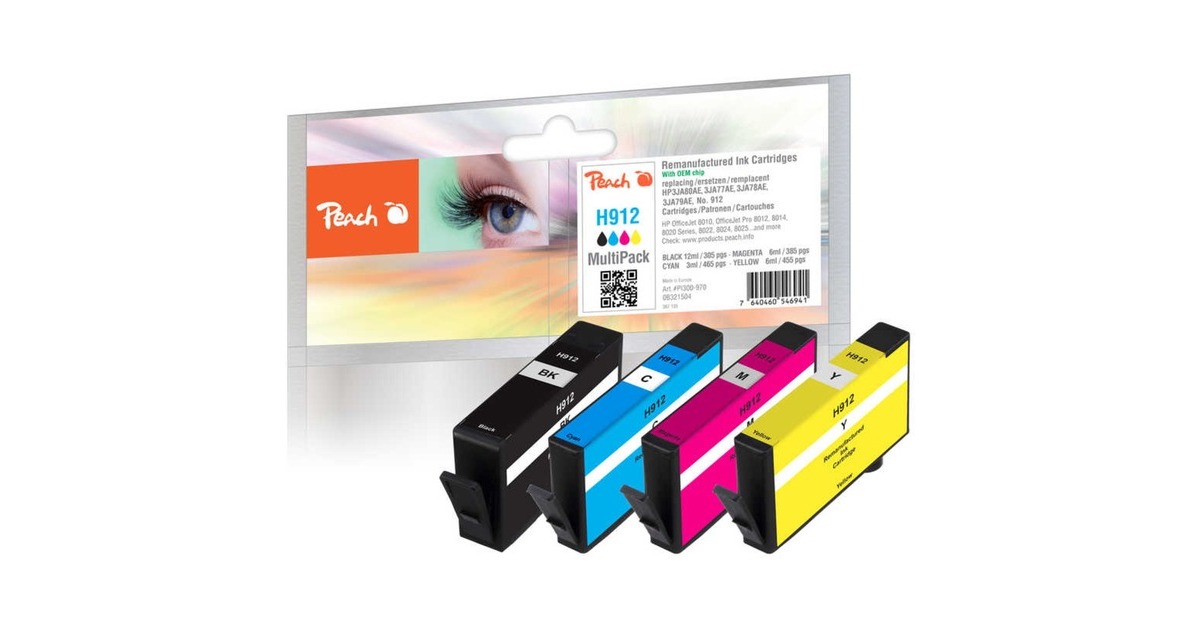 Peach Tinte Spar Pack PI300-970(kompatibel zu HP 912 (6ZC74AE))