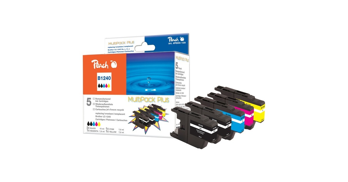 Peach Tinte Spar Pack PI500-129(kompatibel zu Brother LC-1240)