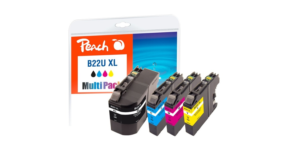 Peach Tinte Spar Pack PI500-210(kompatibel zu Brother LC-22UXLBK/LC-22UXL C/LC-22UXL M/LC22-UXL Y)