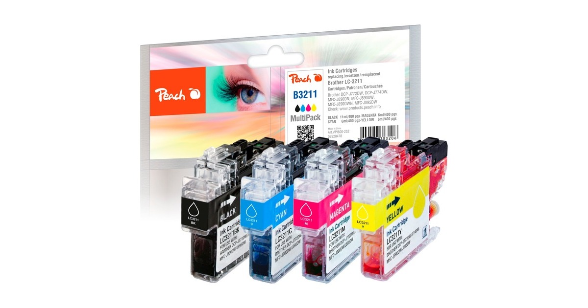 Peach Tinte Spar Pack PI500-252(kompatibel zu Brother LC-3211VALP)