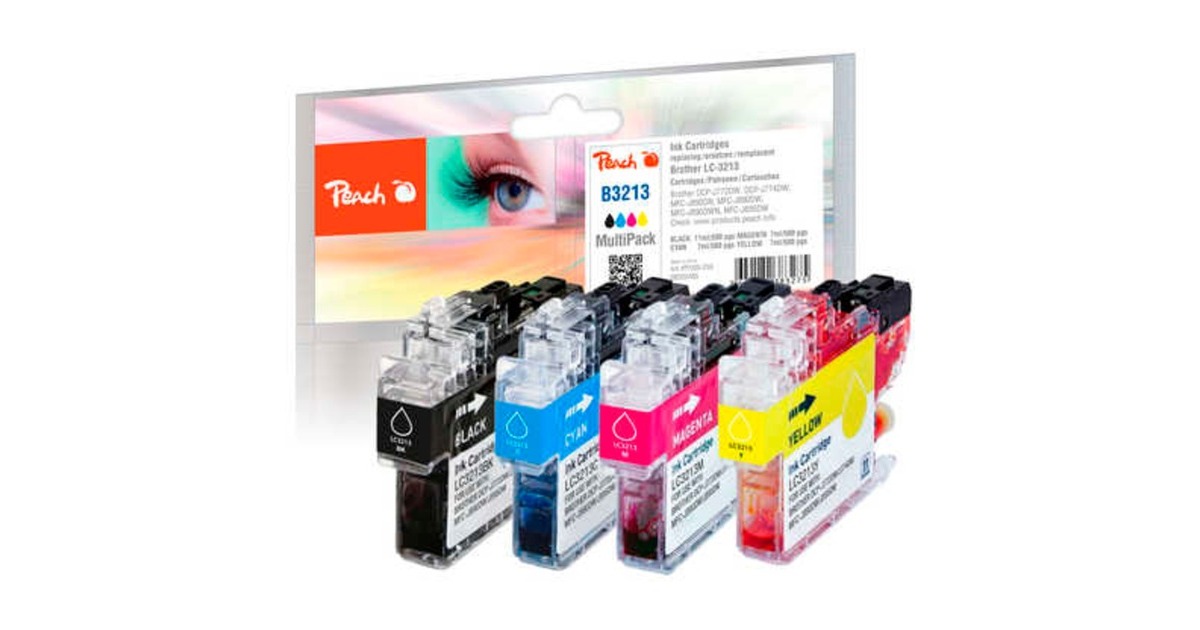 Peach Tinte Spar Pack PI500-259(kompatibel zu Brother LC-3213VALP)