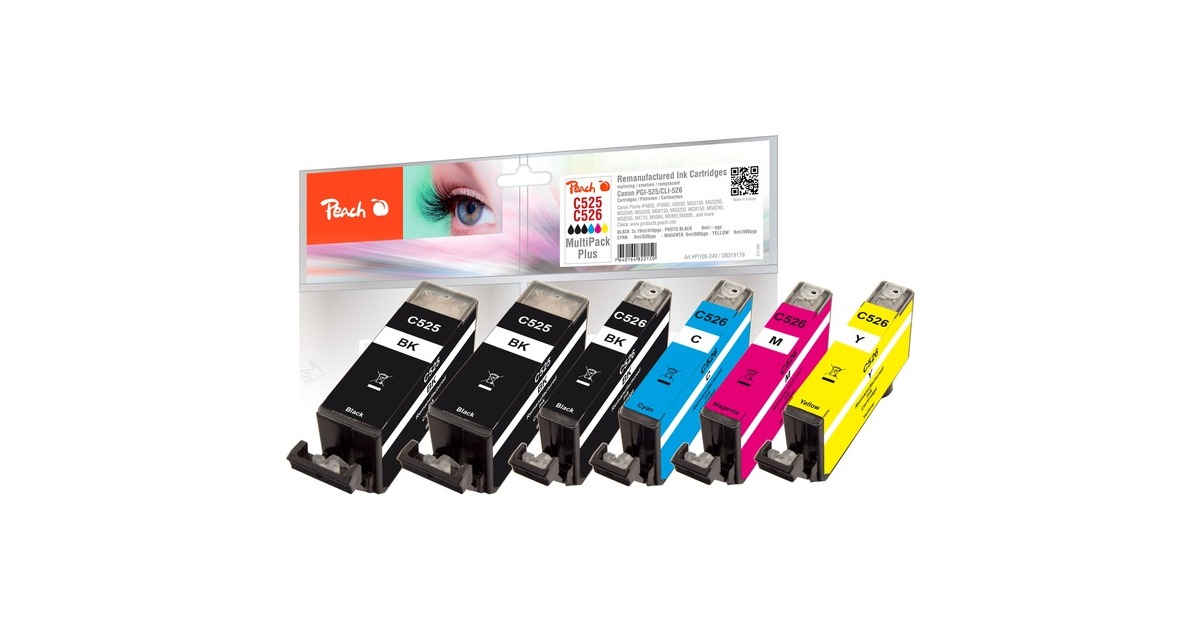 Peach Tinte Spar Pack Plus PI100-249(kompatibel zu Canon PGI-525, CLI-526 (4541B006))