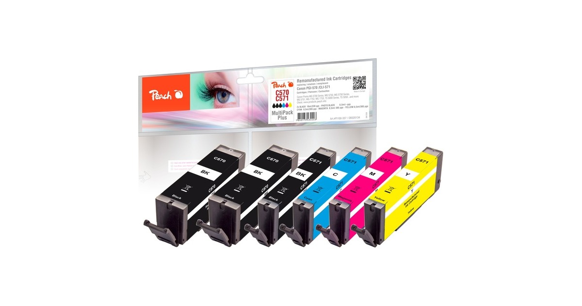 Peach Tinte Spar Pack Plus PI100-328(kompatibel zu Canon PGI-570, CLI-571)