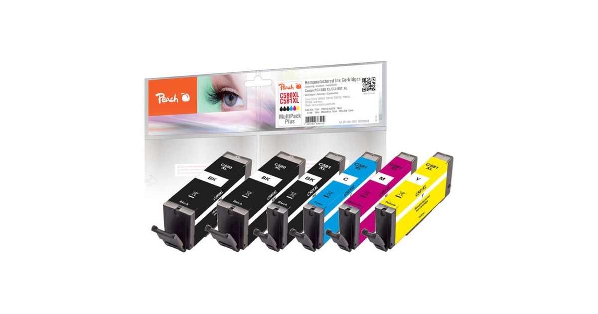 Peach Tinte Spar Pack Plus PI100-379(kompatibel zu Canon PGI-580XL, CLI-581XL)