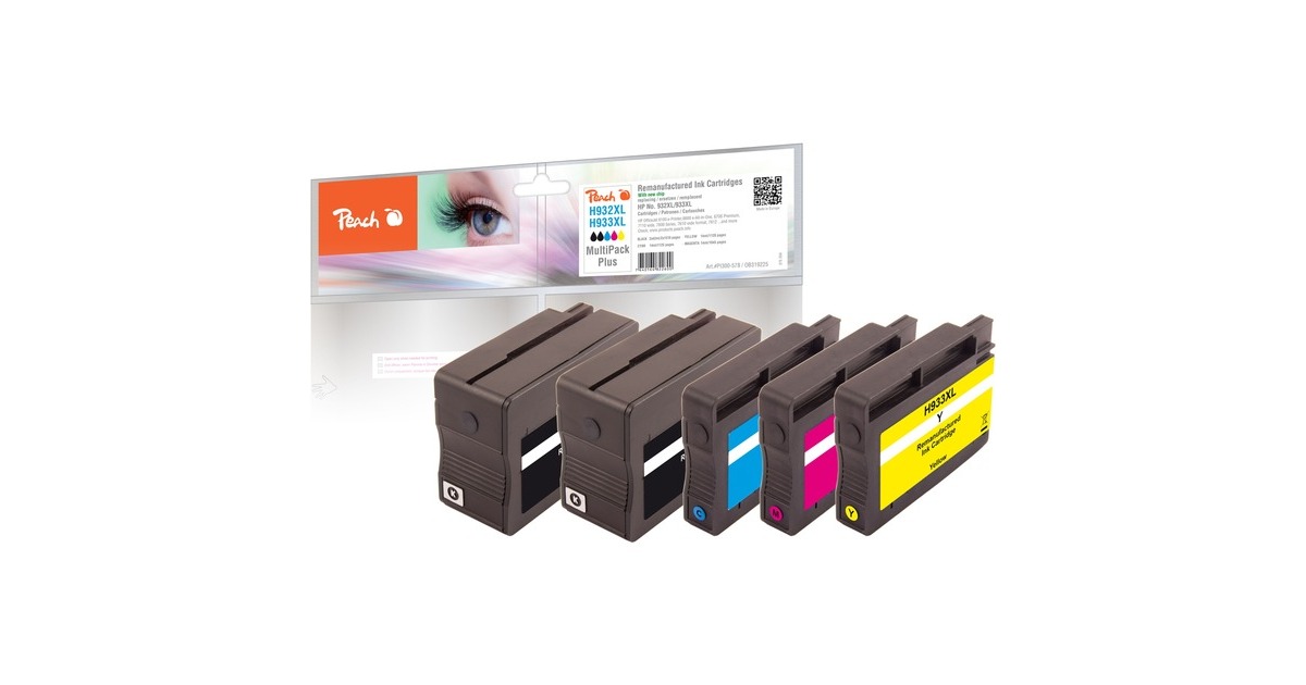 Peach Tinte Spar Pack Plus PI300-578(kompatibel zu HP 932XL, 933XL (C2P42A))