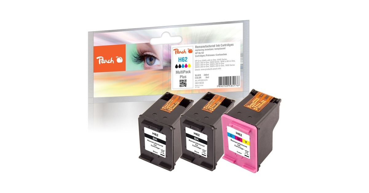 Peach Tinte Spar Pack Plus PI300-670(kompatibel zu HP No. 62)