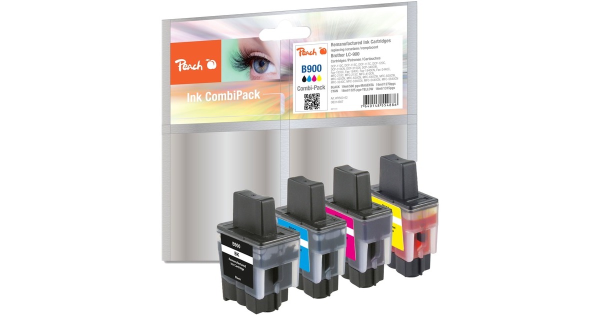 Peach Tinte Sparpack PI500-62(kompatibel zu Brother LC-900VAL)