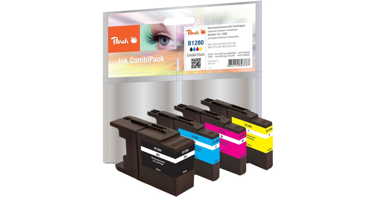 Peach Tinte Sparpack PI500-74(kompatibel zu Brother LC-1280)