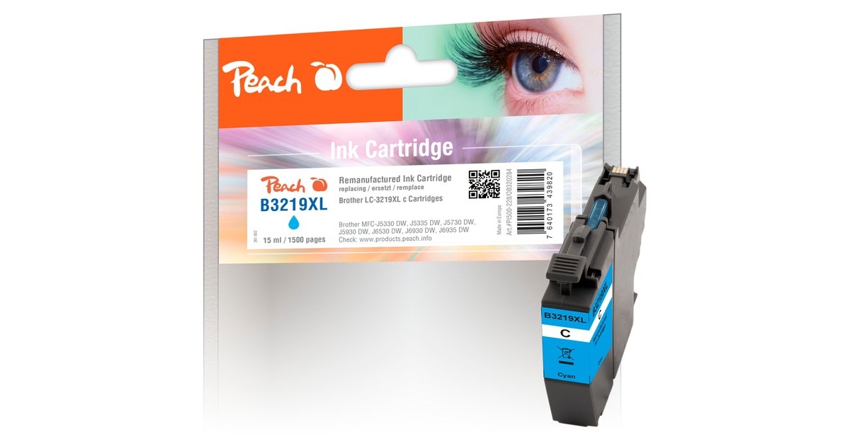 Peach Tinte cyan 320284(kompatibel zu Brother LC-3219XLC)