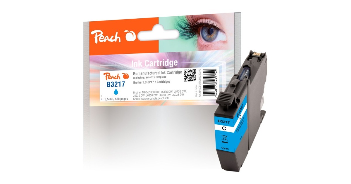Peach Tinte cyan PI500-221(kompatibel zu Brother LC-3217C)