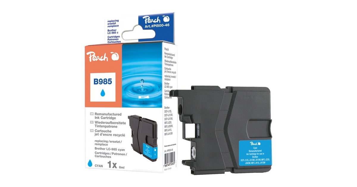 Peach Tinte cyan PI500-46(kompatibel zu Brother LC-985c)