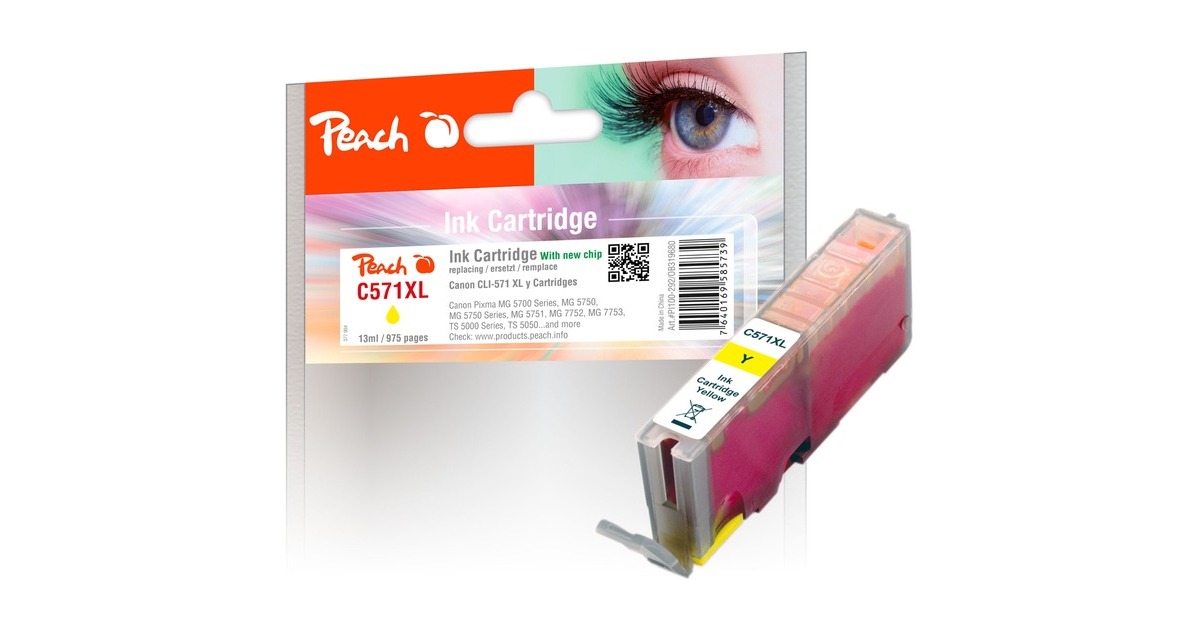 Peach Tinte gelb PI100-292(kompatibel zu Canon CLI-571XL)