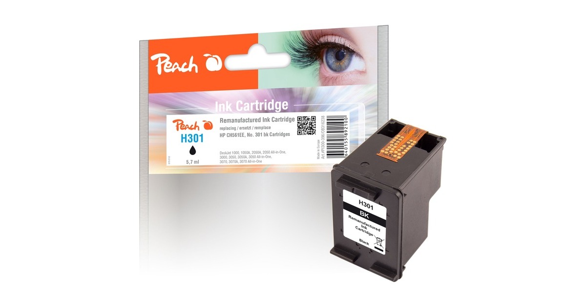 Peach Tinte schwarz PI300-396(kompatibel zu HP 301, CH561EE)