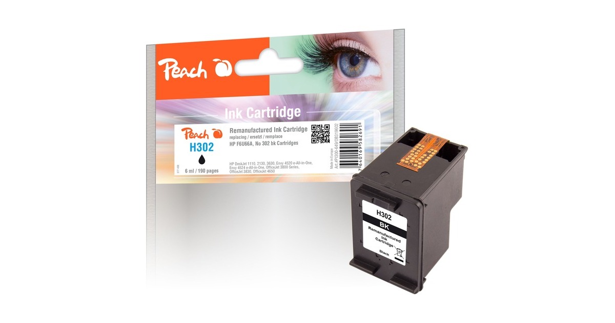 Peach Tinte schwarz PI300-649(kompatibel zu HP 302, F6U66A)