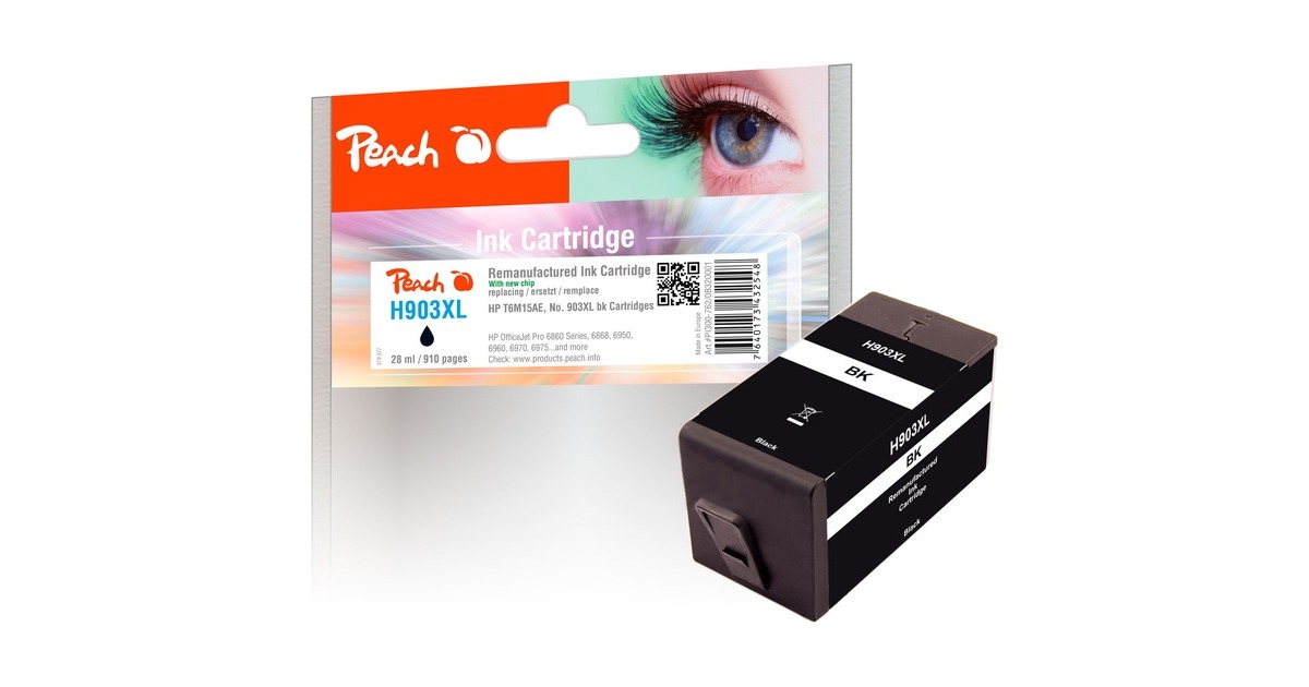 Peach Tinte schwarz PI300-762(kompatibel zu HP Nr. 903XL, T6M15AE)