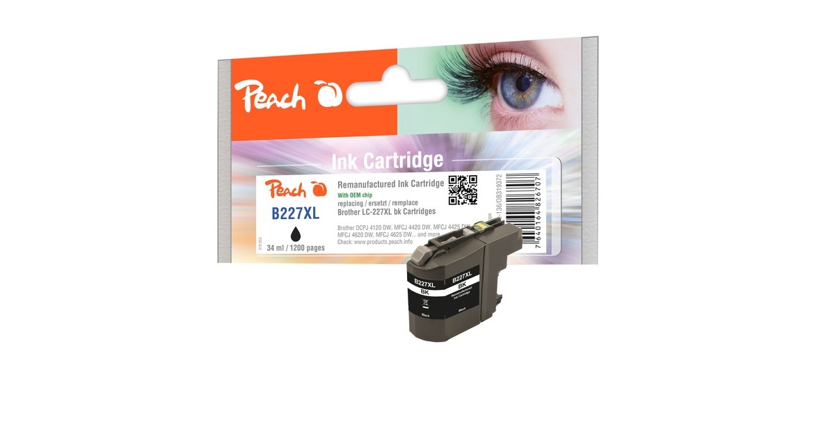 Peach Tinte schwarz PI500-136(kompatibel zu Brother LC-227XLBK)