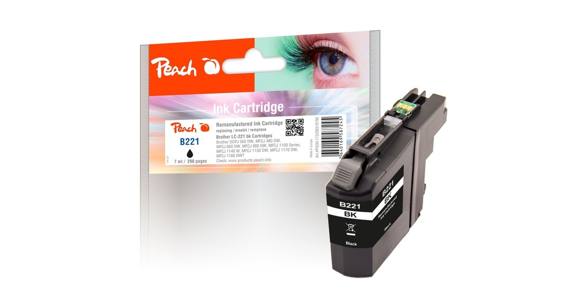 Peach Tinte schwarz PI500-173(kompatibel zu Brother LC-221BK)