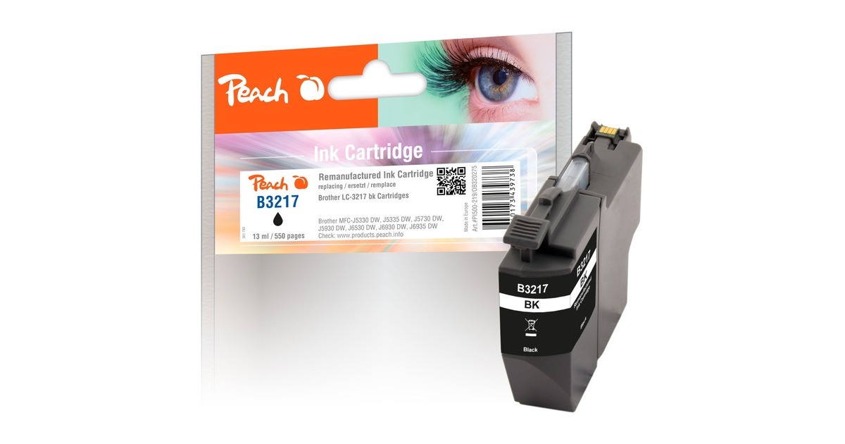 Peach Tinte schwarz PI500-219(kompatibel zu Brother LC-3217BK)