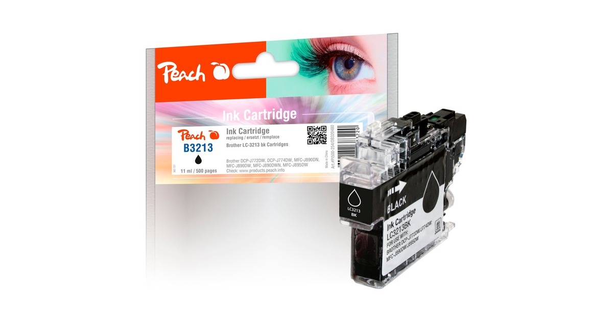 Peach Tinte schwarz PI500-254(kompatibel mit Brother LC-3213BK)