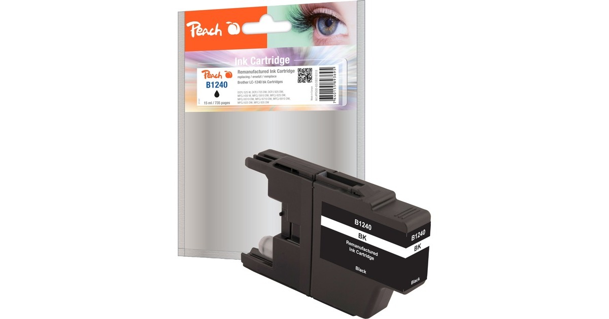 Peach Tinte schwarz PI500-65(kompatibel zu Brother LC-1240)