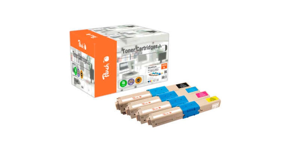 Peach Toner Spar Pack PT1049(kompatibel zu Oki 46508712, 46508711, 46508710, 46508709)