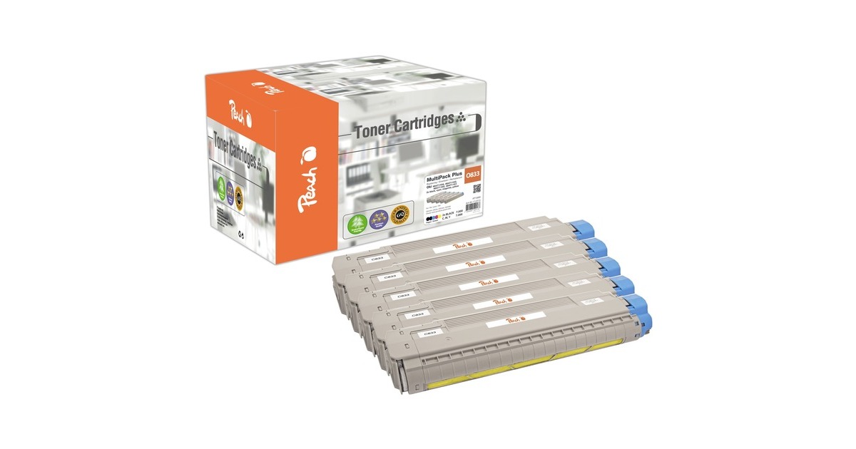 Peach Toner Sparpack Plus 112312(kompatibel zu OKI 46471104, 46471103, 46471102 und 46471101)