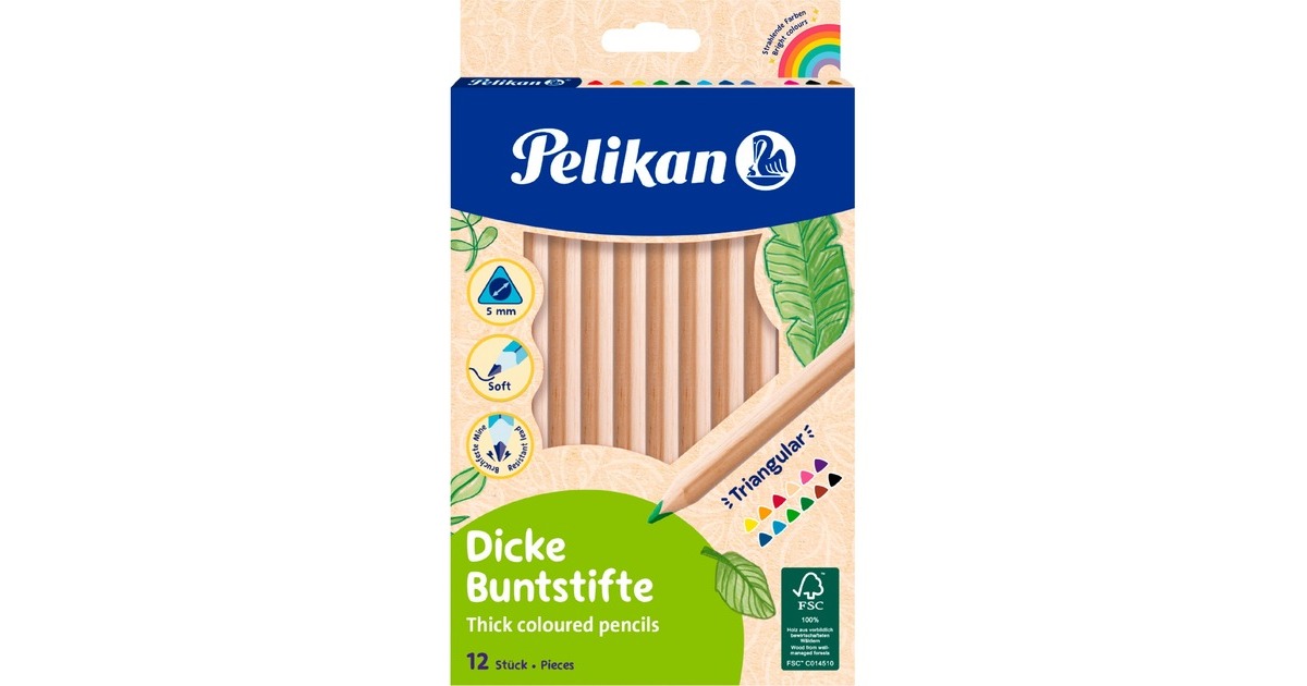 Pelikan Buntstifte Set Jumbo, dreieckig, 12 Farben