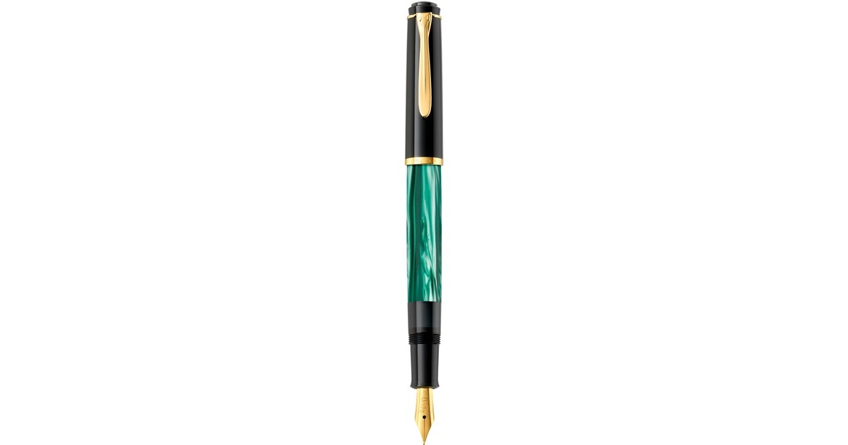 Pelikan Classic M200 - Kolbenfüllhalter Grün-Marmoriert, Füllfederhalter(grün/schwarz, Federbreite M)