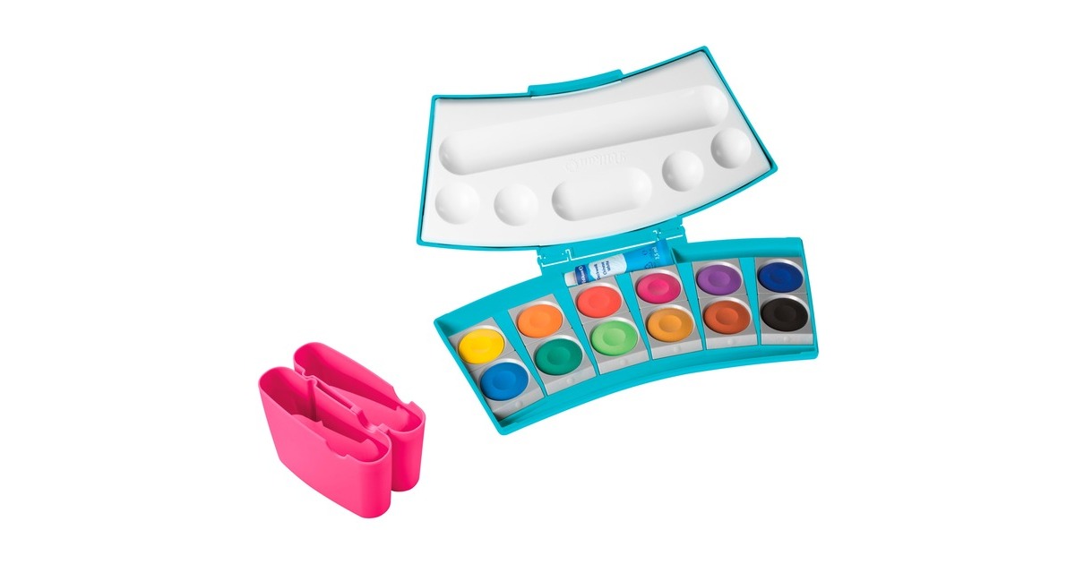 Pelikan Farbkasten ProColor 12(türkis/pink, 12 Farben und Deckweiß)
