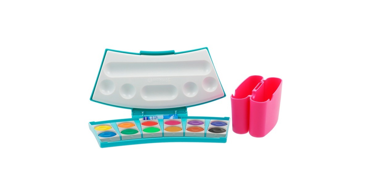 Pelikan Farbkasten ProColor 12(türkis/pink, 12 Farben und Deckweiß)