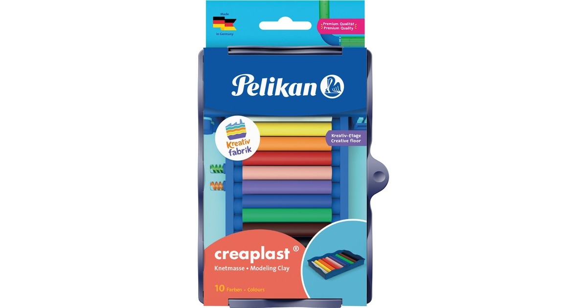 Pelikan Kreativfabrik 198/10 Knete Creaplast, Kneten(10 Farben)