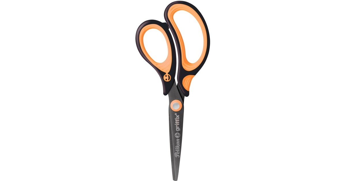 Pelikan griffix Schulschere NeonBlack Rechtshänder(schwarz/orange, spitz, 15 cm)