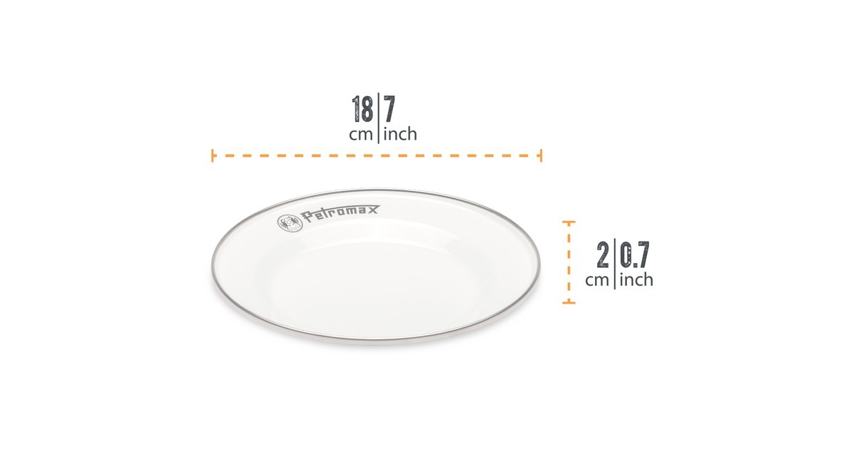 Petromax Emaille Teller px-plate-18-w, 2 Stück(weiß, Ø 18cm)