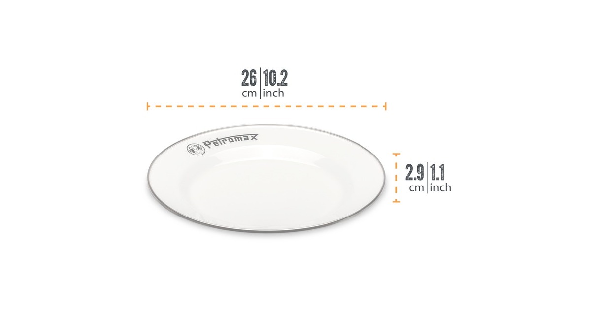 Petromax Emaille Teller px-plate-26-w, 2 Stück(weiß, Ø 26cm)