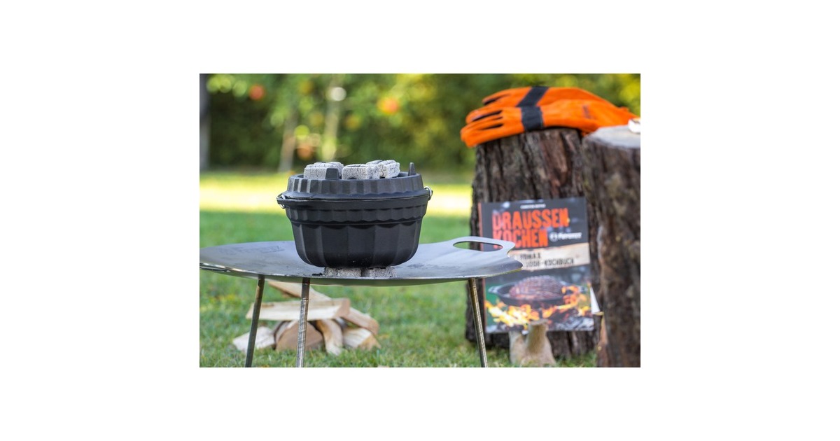 Petromax Gugelhupfform gf1 mit Tortenbodendeckel, Topf(schwarz, Ø 23,8cm)