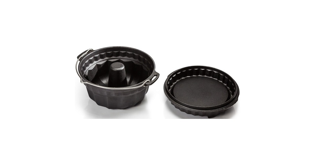 Petromax Gugelhupfform gf1 mit Tortenbodendeckel, Topf(schwarz, Ø 23,8cm)