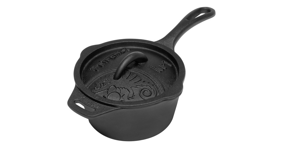 Petromax Gusseiserne Kasserolle kr1, mit Aroma-Profil-Deckel, Topf(schwarz, Ø 18cm)