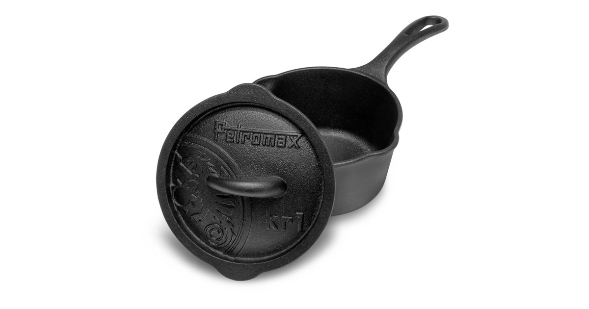 Petromax Gusseiserne Kasserolle kr1, mit Aroma-Profil-Deckel, Topf(schwarz, Ø 18cm)