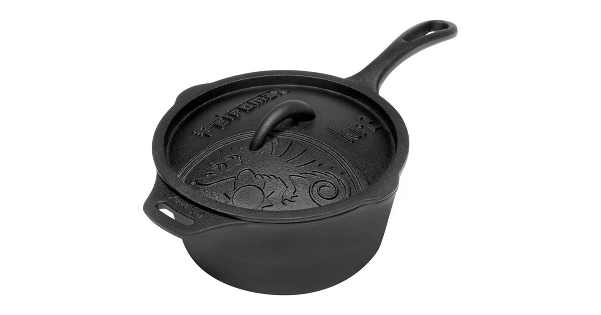 Petromax Gusseiserne Kasserolle kr2, mit Aroma-Profil-Deckel, Topf(schwarz, Ø 22cm)