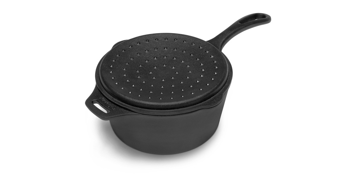 Petromax Gusseiserne Kasserolle kr2, mit Aroma-Profil-Deckel, Topf(schwarz, Ø 22cm)