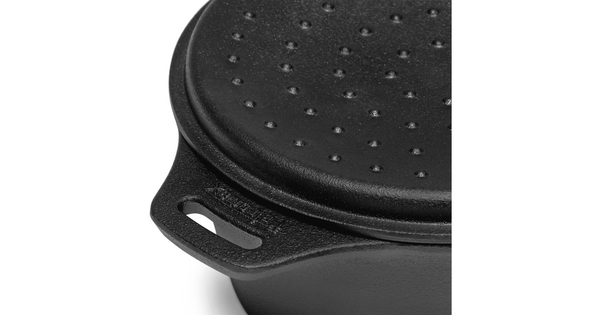 Petromax Gusseiserne Kasserolle kr2, mit Aroma-Profil-Deckel, Topf(schwarz, Ø 22cm)