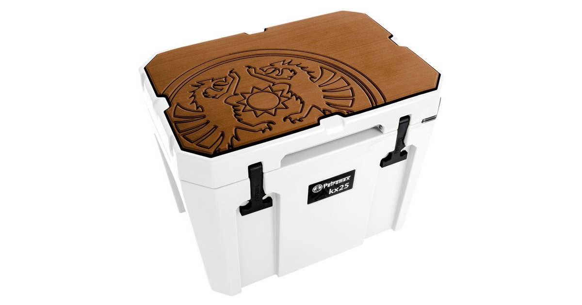 Petromax Haft-Auflage für Petromax Kühlbox kx25, Abdeckung(braun, mit Drachenlogo)