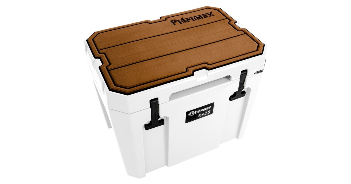 Petromax Haft-Auflage für Petromax Kühlbox kx25, Abdeckung(braun, mit Linienstruktur und Schriftzug)