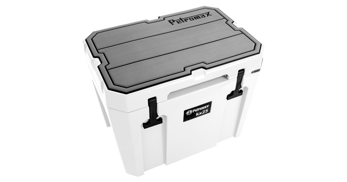 Petromax Haft-Auflage für Petromax Kühlbox kx25, Abdeckung(grau, mit Linienstruktur und Schriftzug)