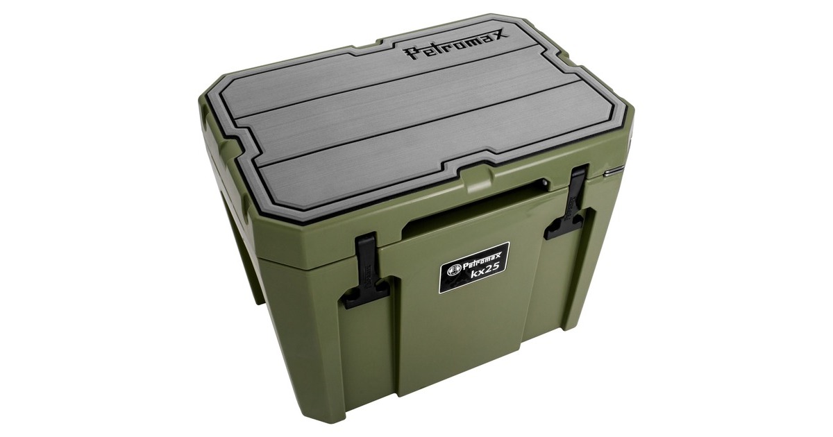 Petromax Haft-Auflage für Petromax Kühlbox kx25, Abdeckung(grau, mit Linienstruktur und Schriftzug)